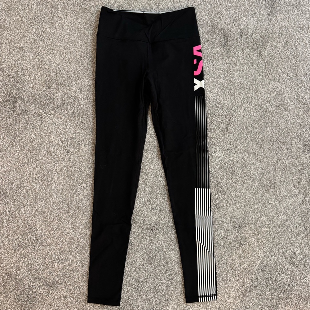 Victoria's Secret VSX Sport Knockout Tight Black Size S Colored Stripe Leggings
